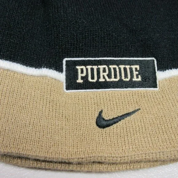 Nike mens black gold Purdue Boilermakers knit winter beanie OS EUC - Picture 2 of 6